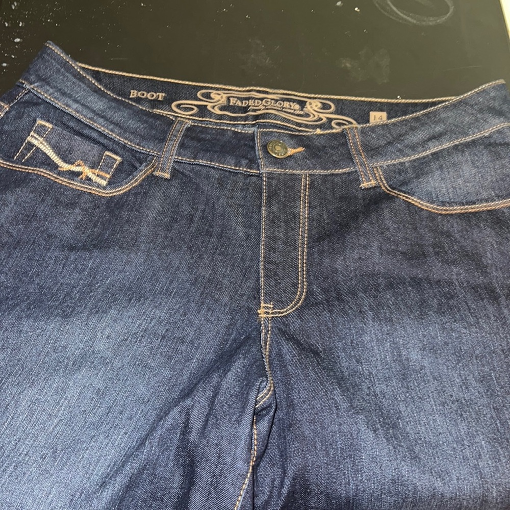 Faded Glory womens plus boot cut denim jeans Sz 14 average